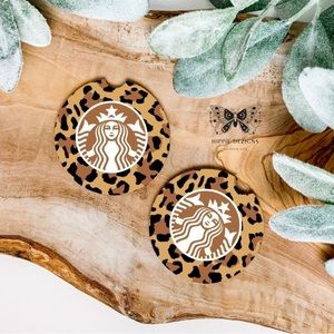 Starbucks Brown Animal Print Car Coaster | Car Accessories | Coaster Set